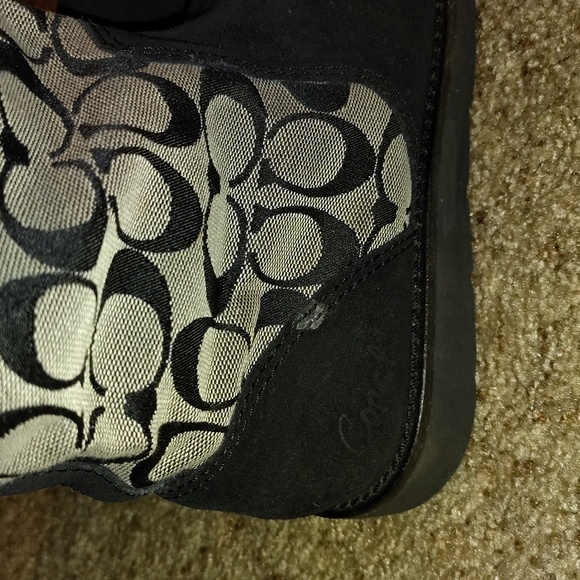 Coach Kally Logo Patterned Blk/Gray Boots Sz 8.5 - Picture 5 of 7